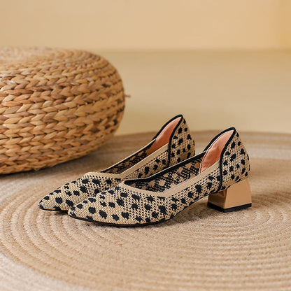 Elyss Knit Block-Heel Pump