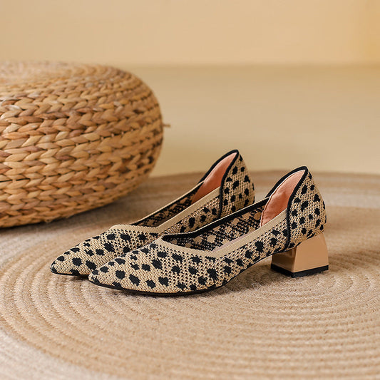 Elyss Knit Block-Heel Pump