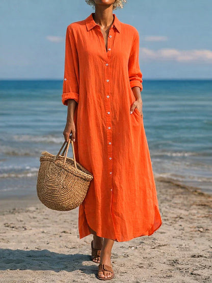 Lorraine | Relaxed Button Midi Dress
