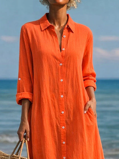 Lorraine | Relaxed Button Midi Dress