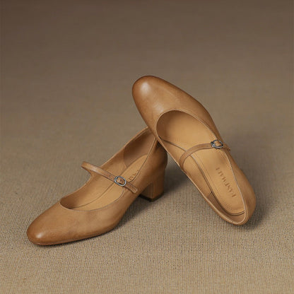 Caelen Leather Block Heels
