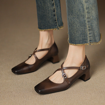 Marvane Leather Kitten Heels