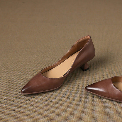 Calenne Leather Kitten Heels