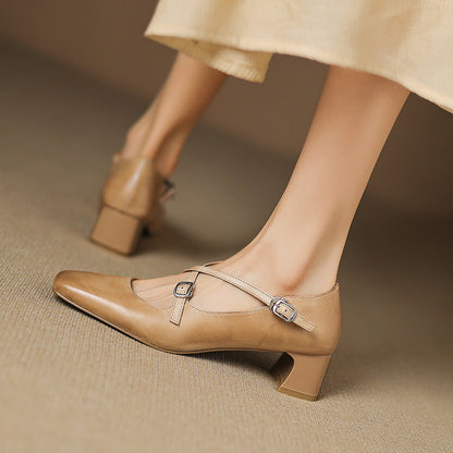 Marvane Leather Kitten Heels