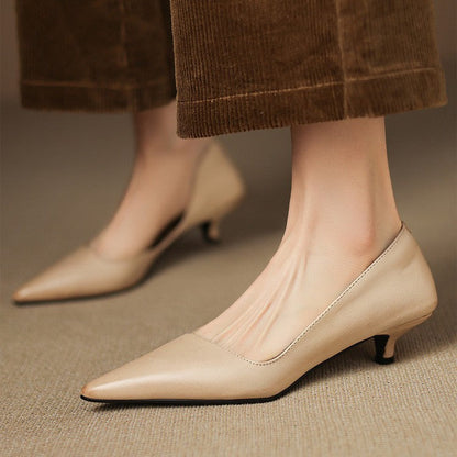 Orlisse Leather Kitten Heel Pumps