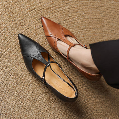 Aveline Leather T-strap Pumps