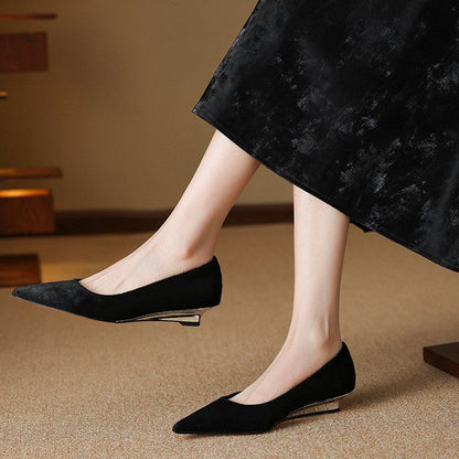 Marcele Haircalf Low-Heel Wedges