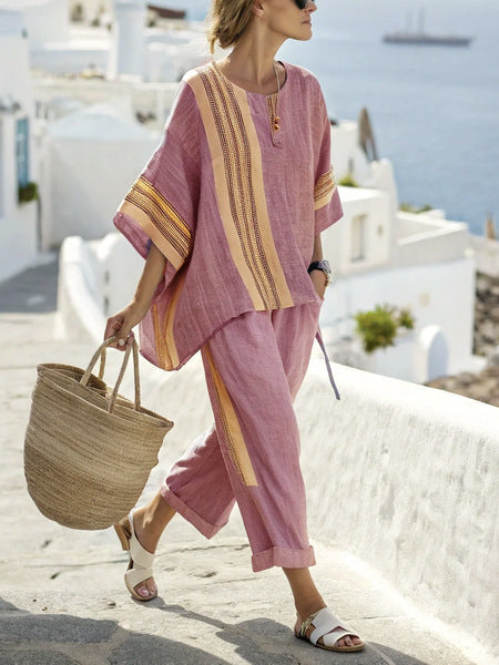 Linen Co-Ord with Yellow Stripes