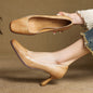 Elviera Square Leather Pumps