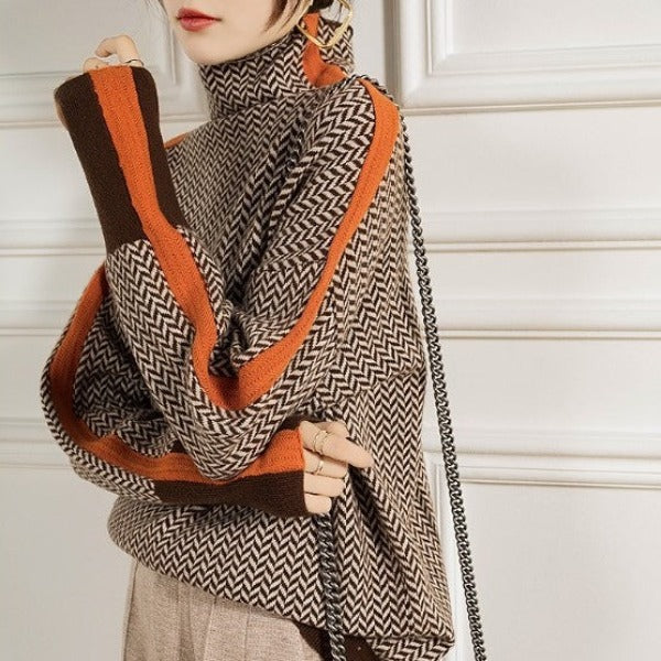 Louisa | Herringbone Luxe Turtleneck