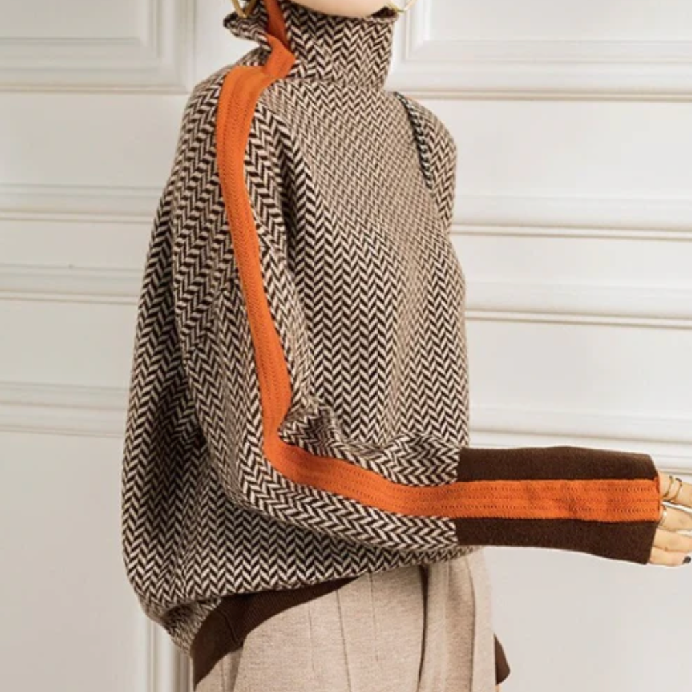 Louisa | Herringbone Luxe Turtleneck