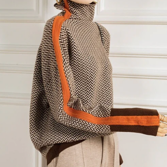 Louisa | Herringbone Luxe Turtleneck