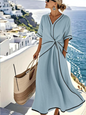 Linen Dress with Draped Detail