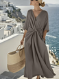 Linen Dress with Twisted Effect