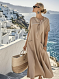 Linen Dress with Bow and Pockets