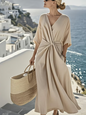 Linen Dress with Twisted Effect