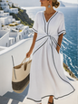 Linen Dress with Draped Detail
