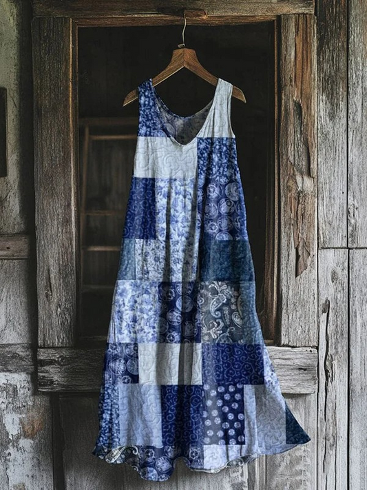 Vintage Patchwork Linen Dress