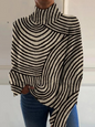 Callien™ | Vintage Abstract-line Print Turtleneck Sweater