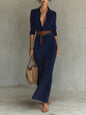 Lunori™ Célianne | Chic Suede Maxi Dress