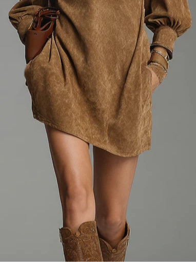 Florence | Suede Turtleneck Mini Dress
