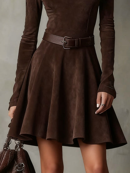 Lunori™ Meredith | Vintage Suede Mini Dress
