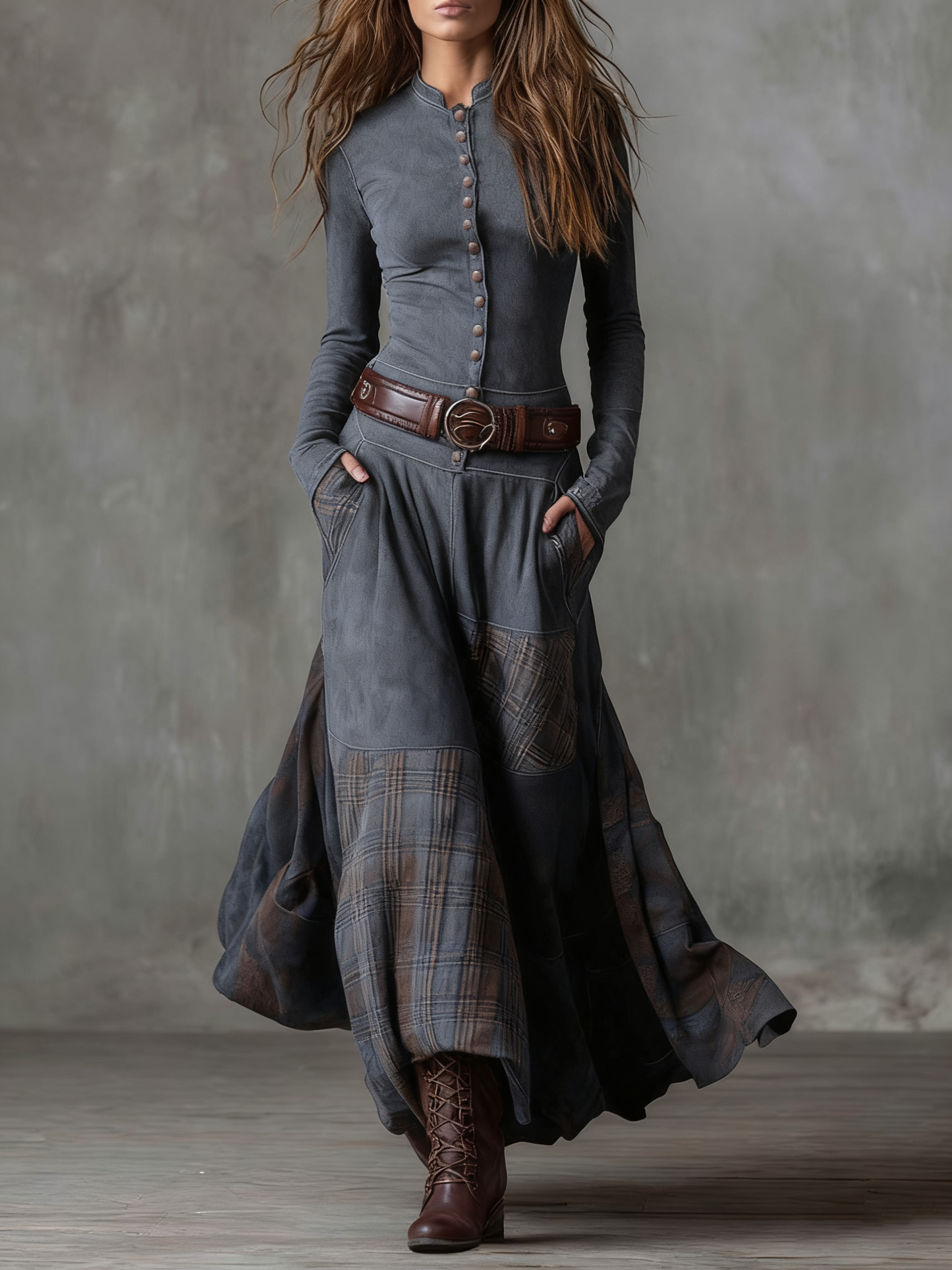 Lunori™ | Michelle Suede Maxi Dress