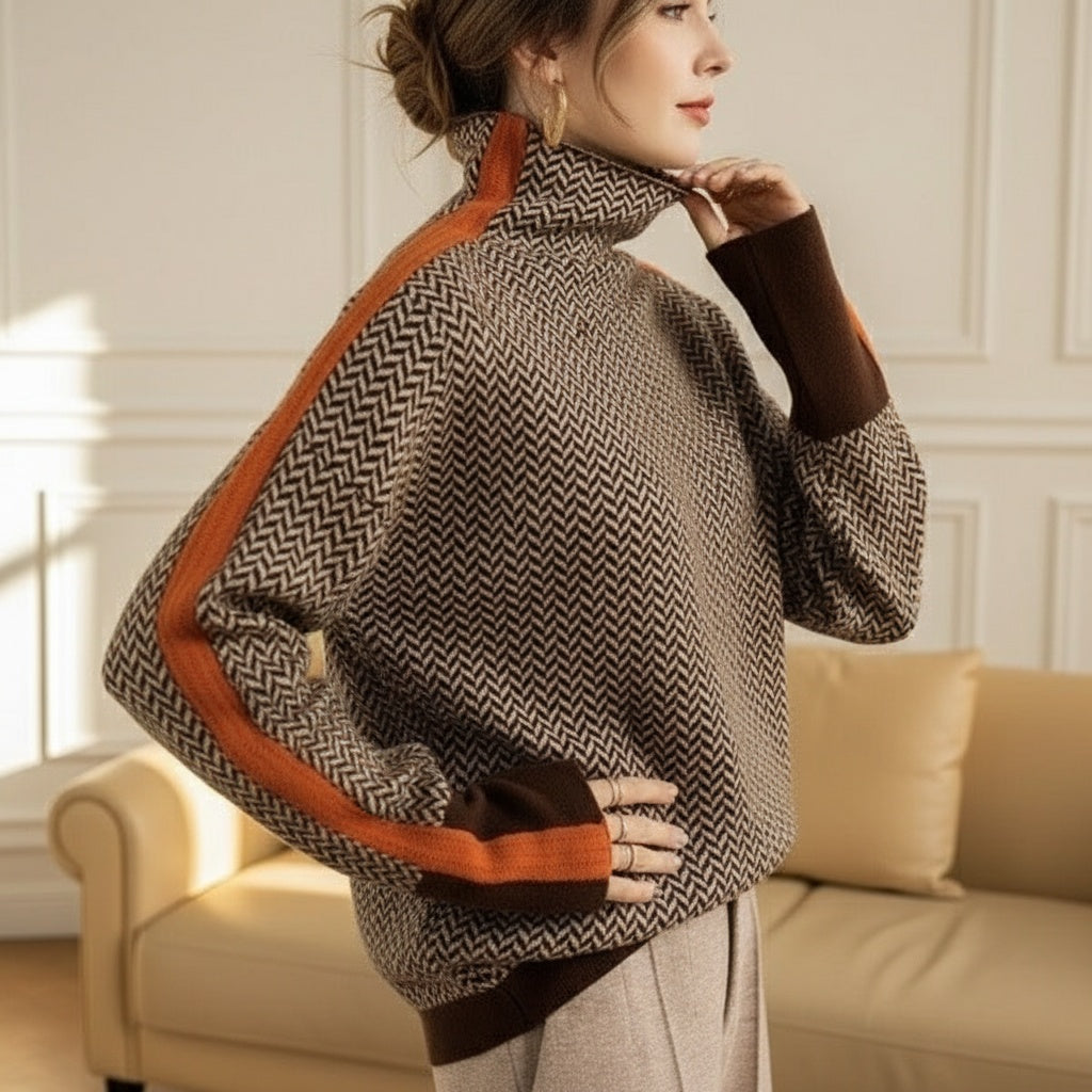 Louisa | Herringbone Luxe Turtleneck