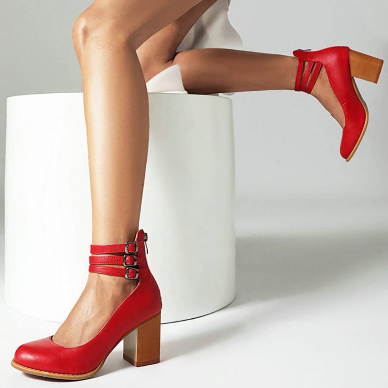 Ariana | Triple Buckle Heels