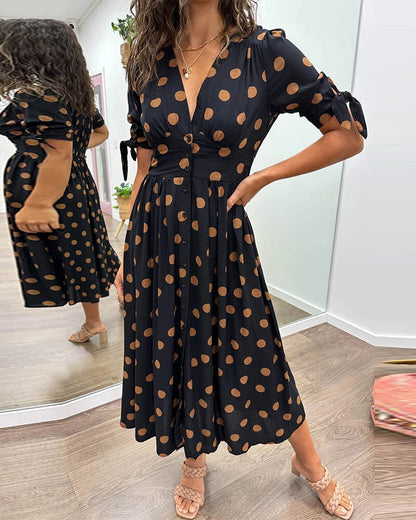 Bellamy - Polka Dots V-Neck Dress
