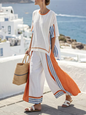 Two-piece linen set with unique detail