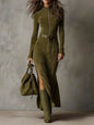 Evelyn | Belted Suede Zip Dress
