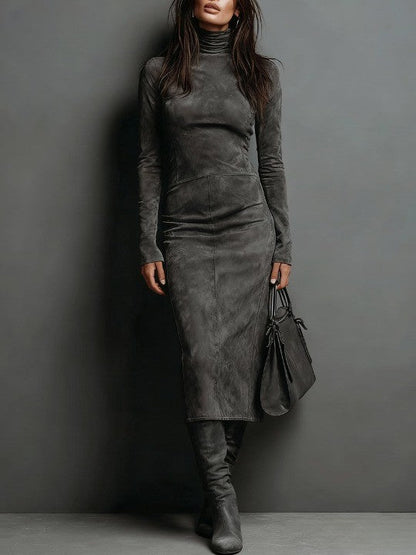 Lunori™ | Frosina Suede Midi Dress