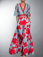 Zoe - Classic Floral V-Neck Maxi Dress
